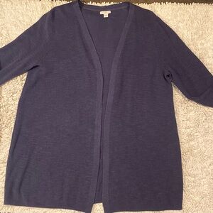 J. Jill Blue Cardigan Sweater Open Front V-Neck